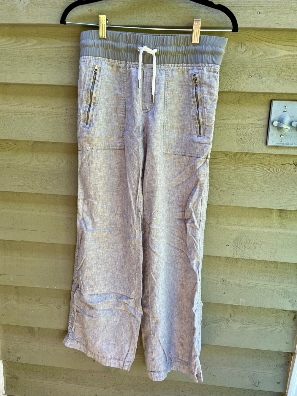 Athleta Linen Mid Rise Wide Leg Pant